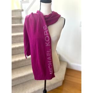 Michael Kors Hot Pink Silver Stud Logo Spell Out Oversize Scarf